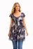 Blue / White  Bold Flower Print Floaty Indian Cotton Lizzy Blouse - Fair Trade 